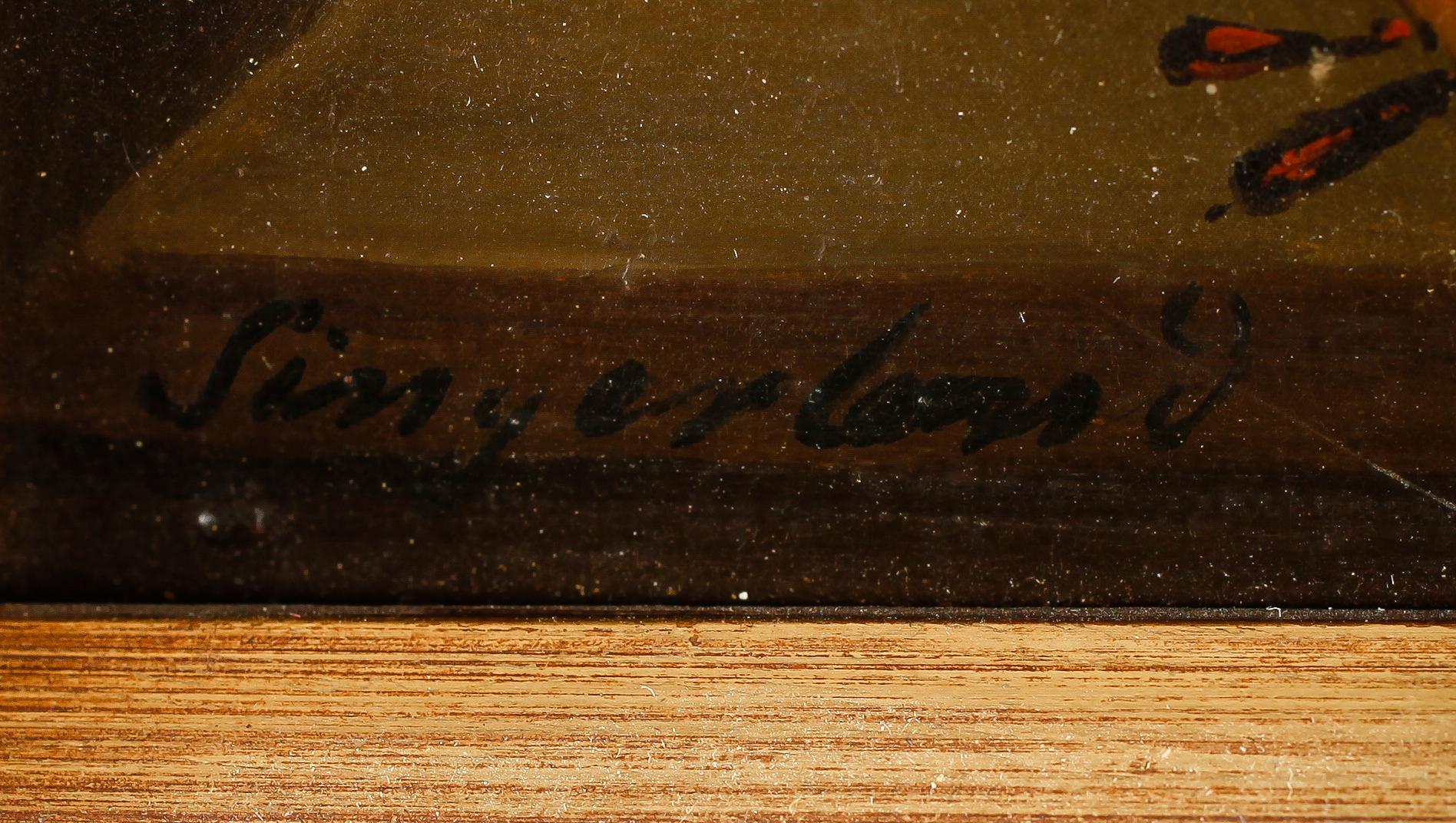 OKÄND KONSTNÄR, olja på pannå, otydligt signerad, 1800-/1900-tal.