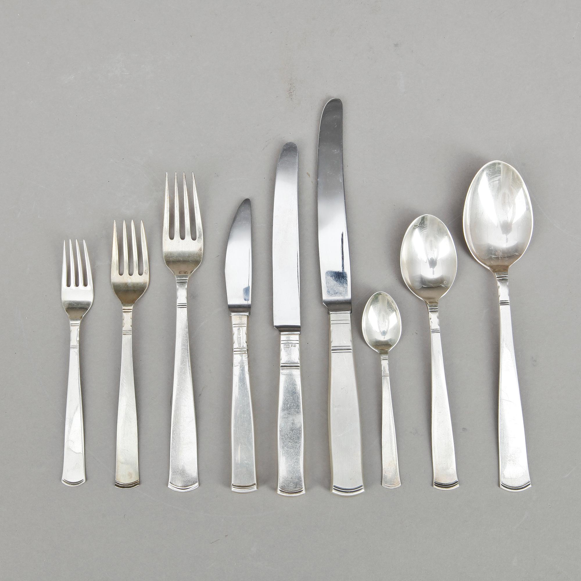 BESTICKSERVIS, 105 delar, silver, "Rosenholm", GAB, Stockholm, Vikt ca 2052g.