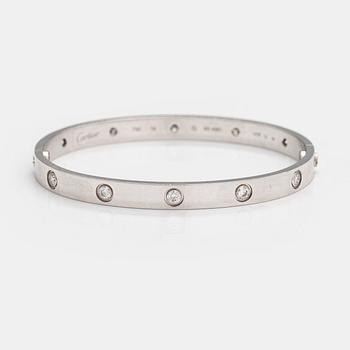 Cartier, "Love bracelet" an 18K white gold bracelet with diamonds ca. 0.96 ct in total. Marked Cartier, 19, SD4387.