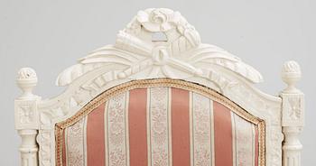 KARMSTOLAR, ett par, Louis XVI-stil, 1900-talets början.