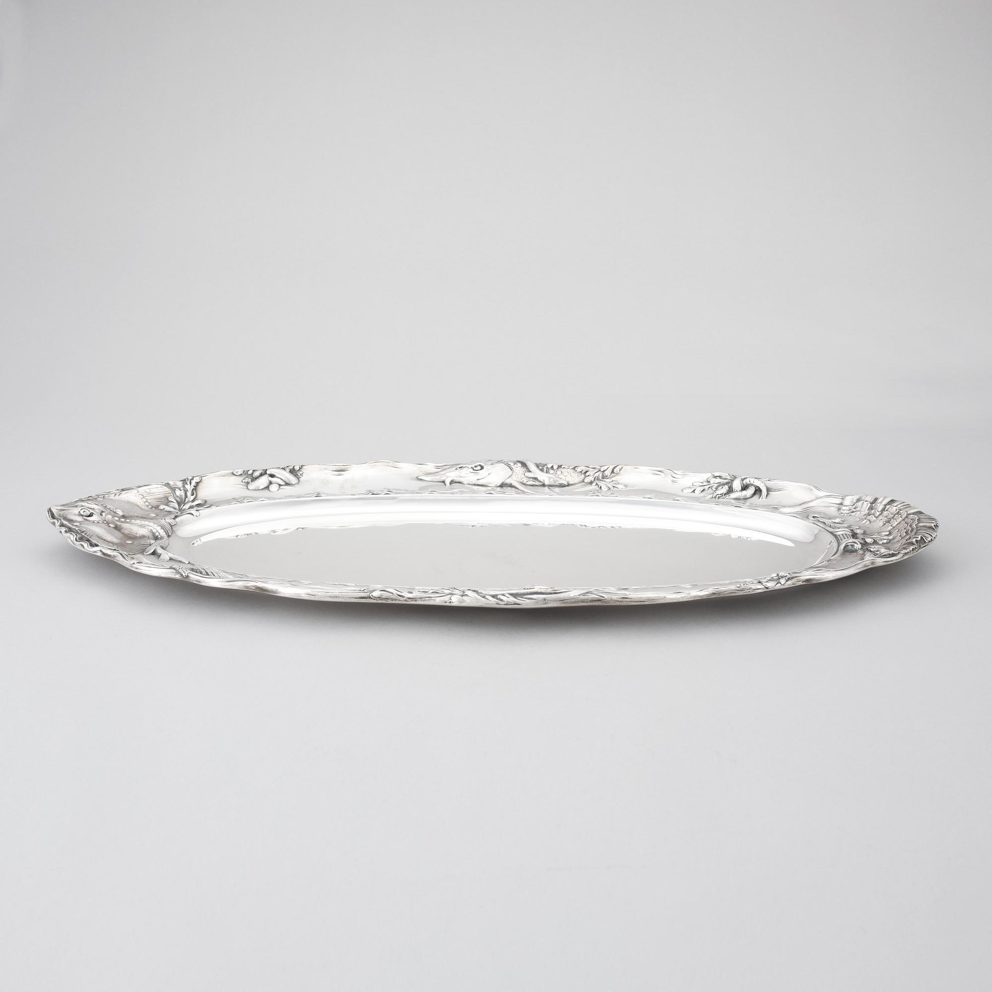 W.A. Bolin, a sterling silver fish serving platter, Stockholm 1939.