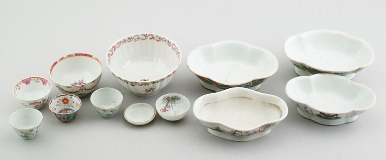 SAMLING OSTINDISKA SKÅLAR, 11 delar, 17/18/1900-tal.