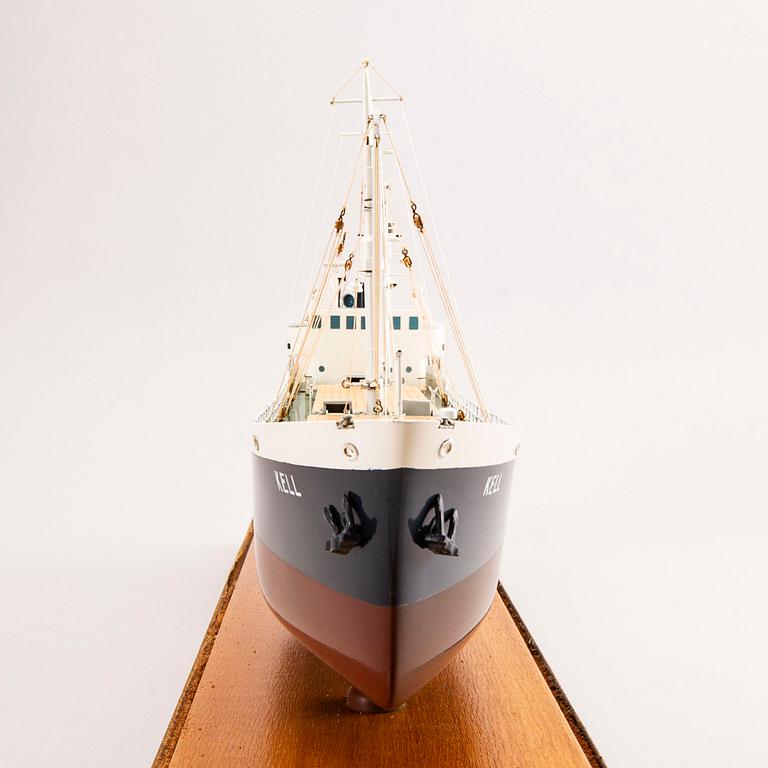A ship model, M/S Kell, launched 1948.