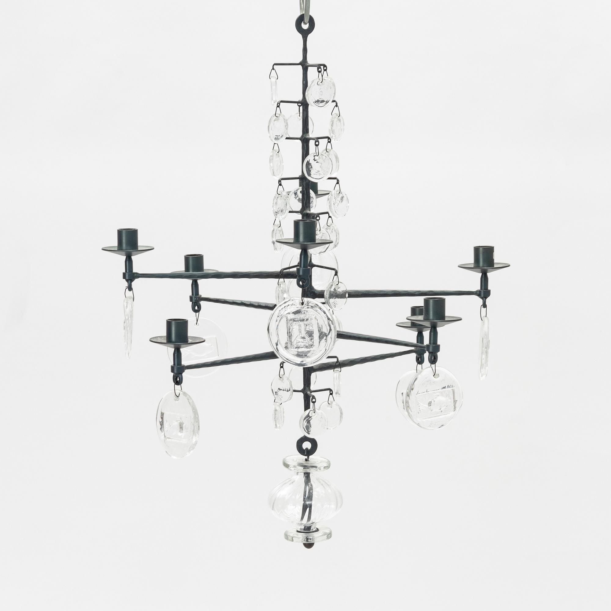 Erik Höglund, ljuskrona, Boda glasbruk och smide.