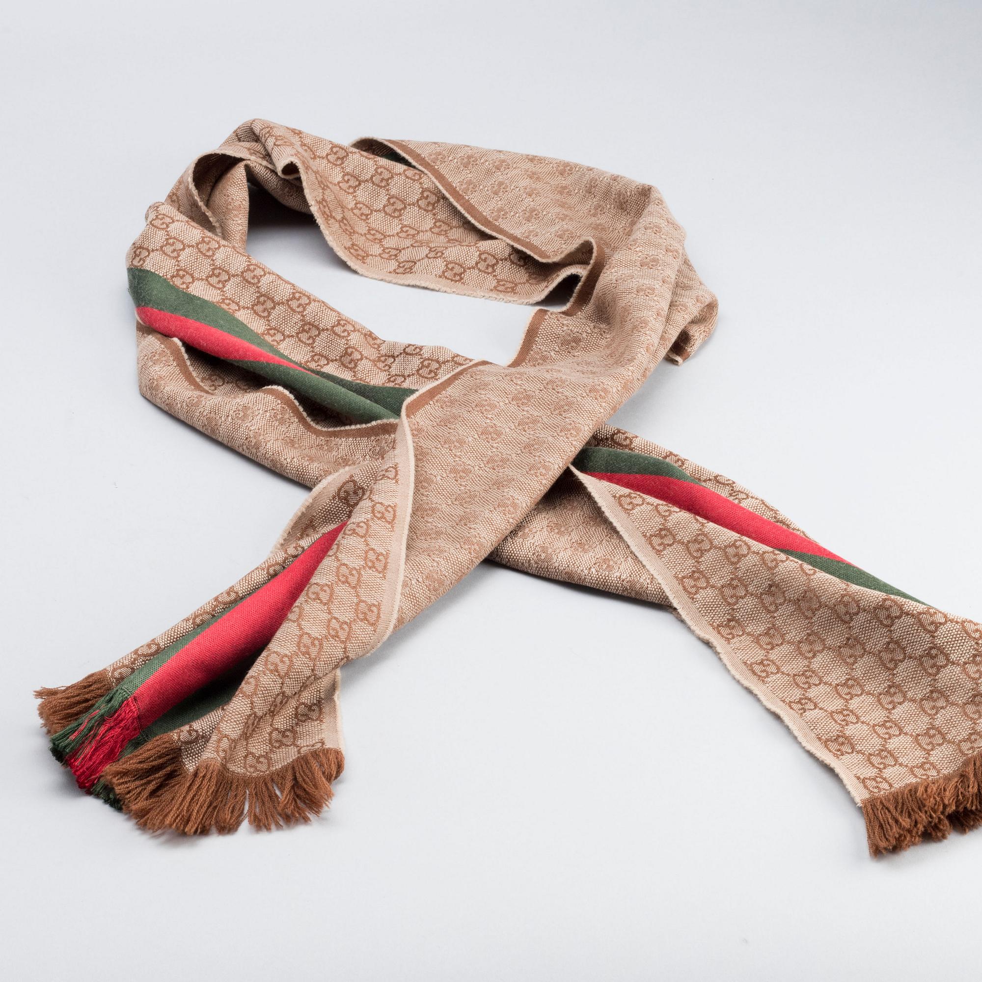GUCCI, scarf and keychain.