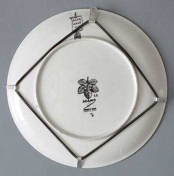 A set of twelve Piero Fornasetti 'Adamo' porcelain plates, Milan, Italy.