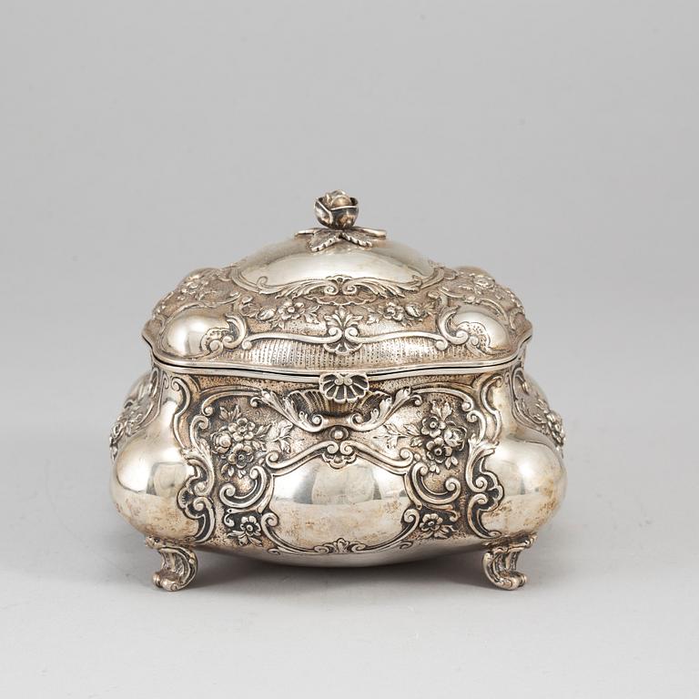 A German late 19th century silver sugar-box.