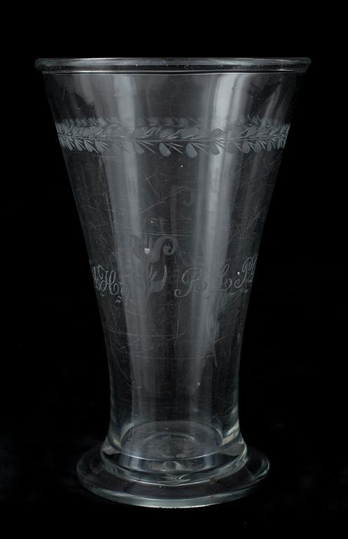 BRÖLLOPSBÄGARE, glas, Sverige runt år 1800.