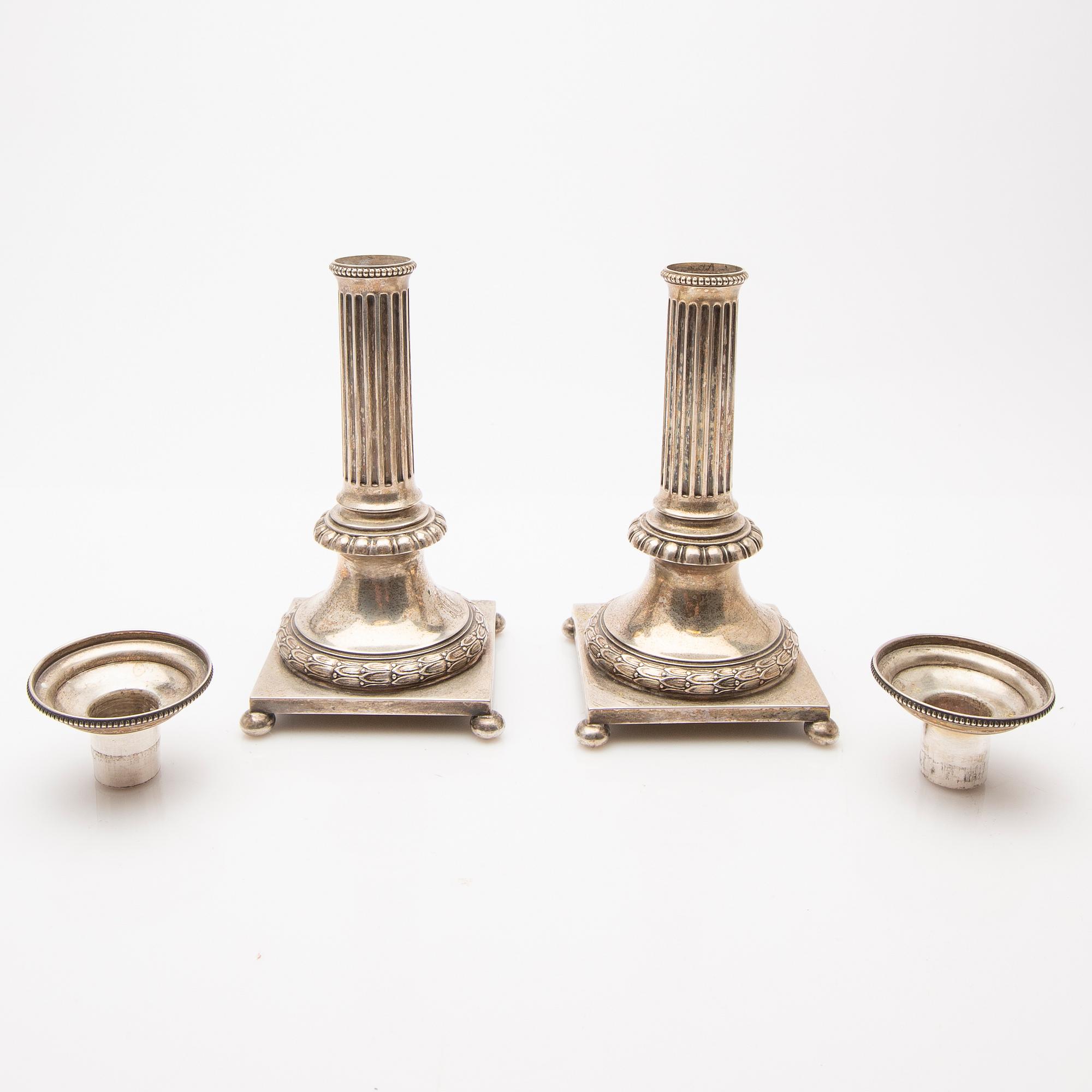 C.G. Hallberg, Ljusstakar, ett par, silver, 1900, Stockholm.