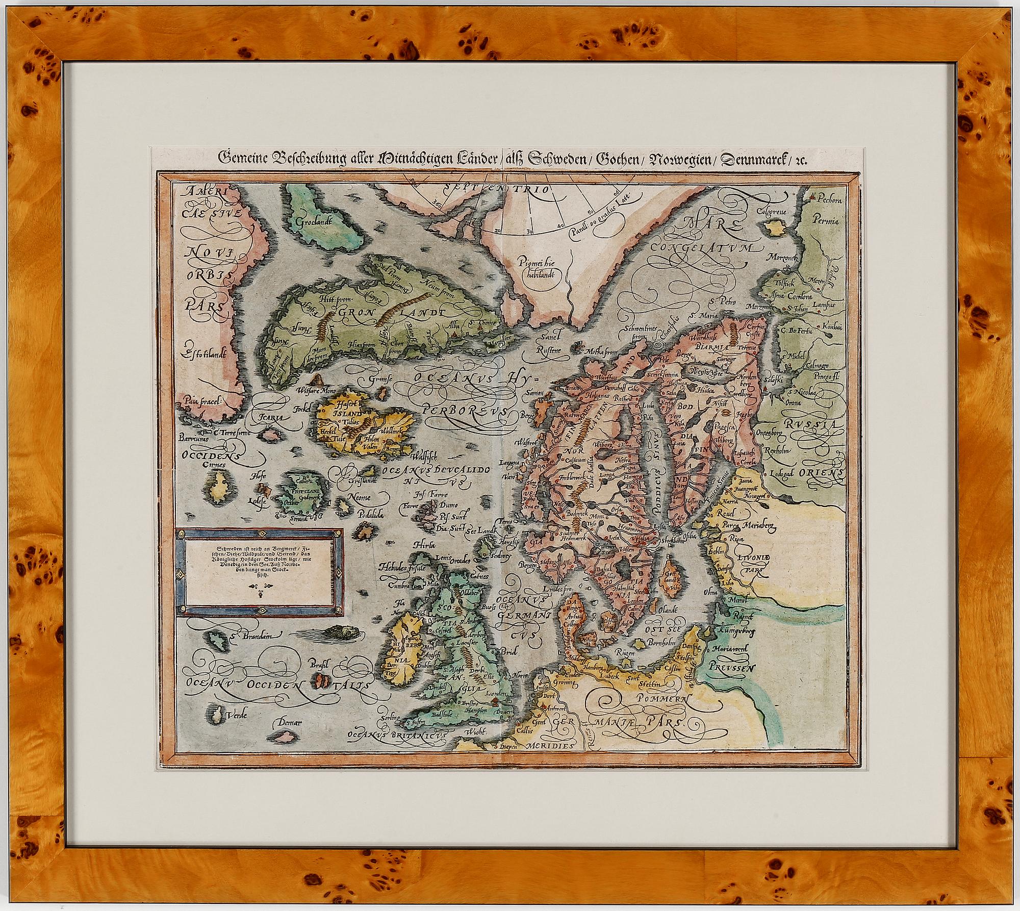 KARTA, Skandinavien, Septentrionales-Scandinavia, Sebastian Münster 1588-1628.