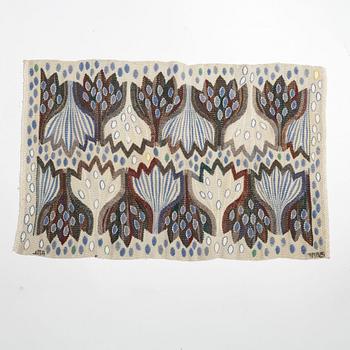 Ann-Mari Lindbom, gift Forsberg, Textile “Blå crocus”, tapestry variant, signed, approx. 60 x 90 cm.