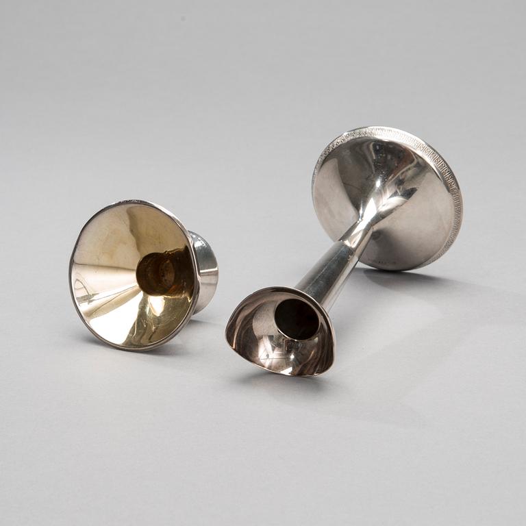 LJUSSTAKAR, 2 st, silver, GAB, Stockholm 1967 och 1968.