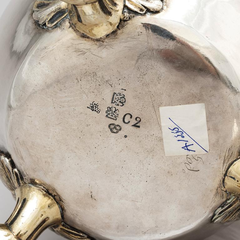 A Swedish 18th century parcel-gilt silver tankard, mark of Carl Klingwall, Västerås 1785.