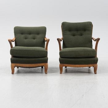 Fåtöljer, 2 st snarlika, Scandinavian Modern, 1940/50-tal.