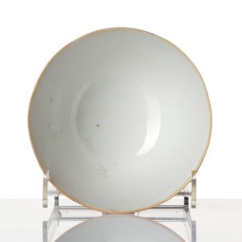 A coral-ground reserve decorated 'orchids' cup, late Qing dynasty.