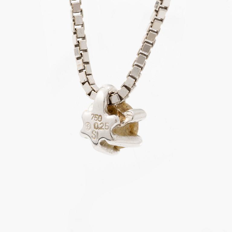 Pendant with chain, 18K white gold set with brilliant-cut diamond.