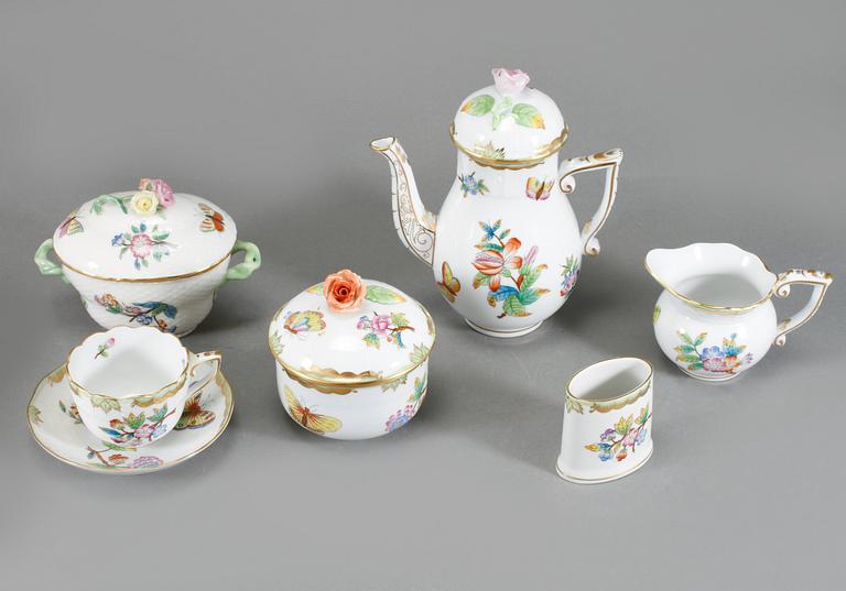 KAFFESERVIS, 11 delar, porslin, Herend, Ungern, 1900-talets fjärde kvartal.