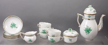 KAFFESERVIS, 8 delar, porslin, Herend, Ungern.