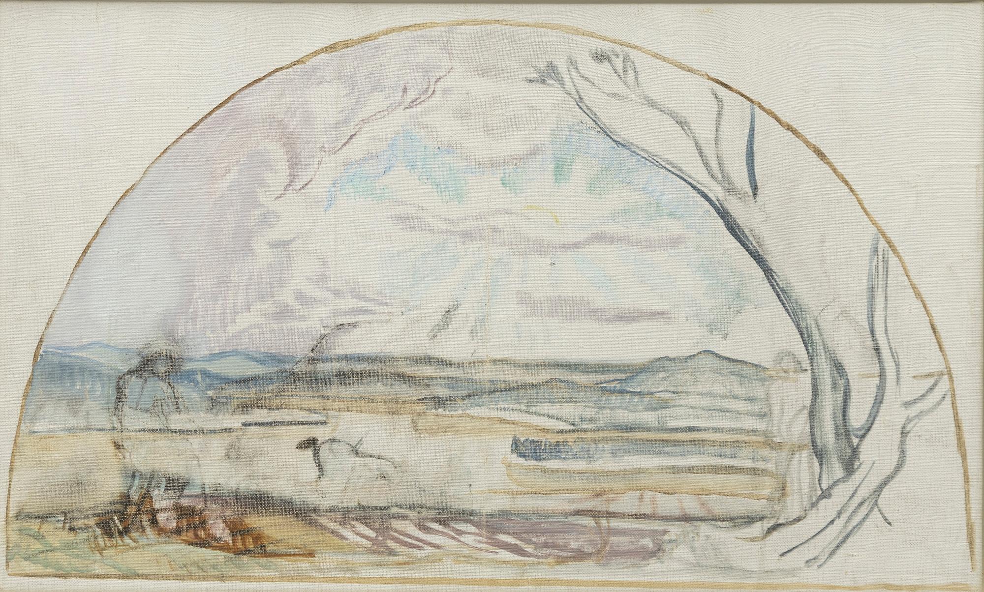 Axel Törneman, Mountainous landscape with figures in the foreground.