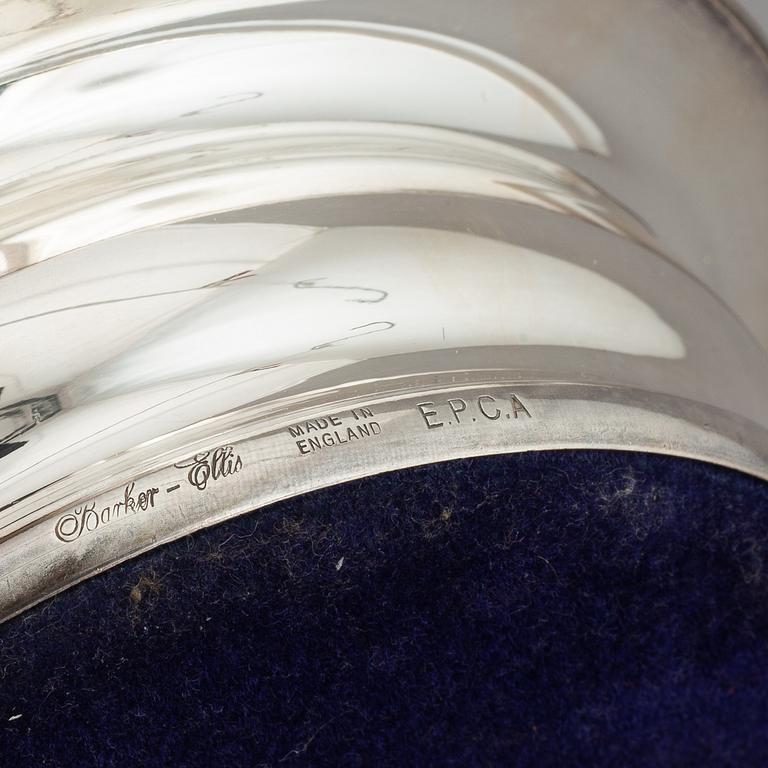 Coasters, two pairs, silver plate, England.