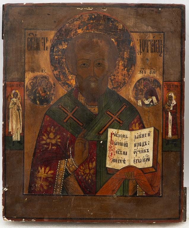 Ikon, Ryssland 1800-tal, Sankt Nikolaus.
