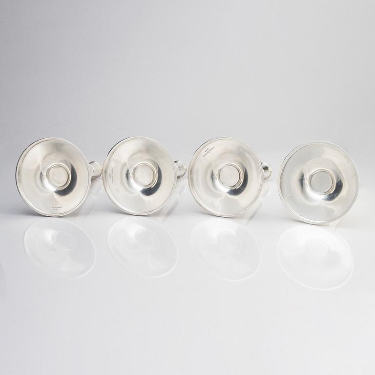 Atelier Borgila, a set of 4 sterling silver candlesticks, Stockholm 1961.