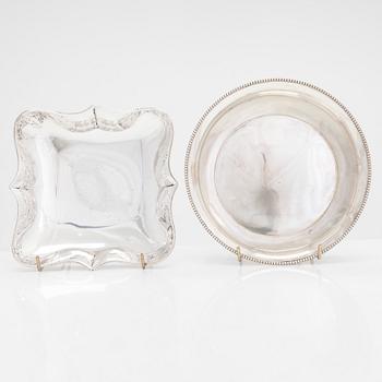 Skålar, 3 st, och dosa, silver, 1930-60-tal.