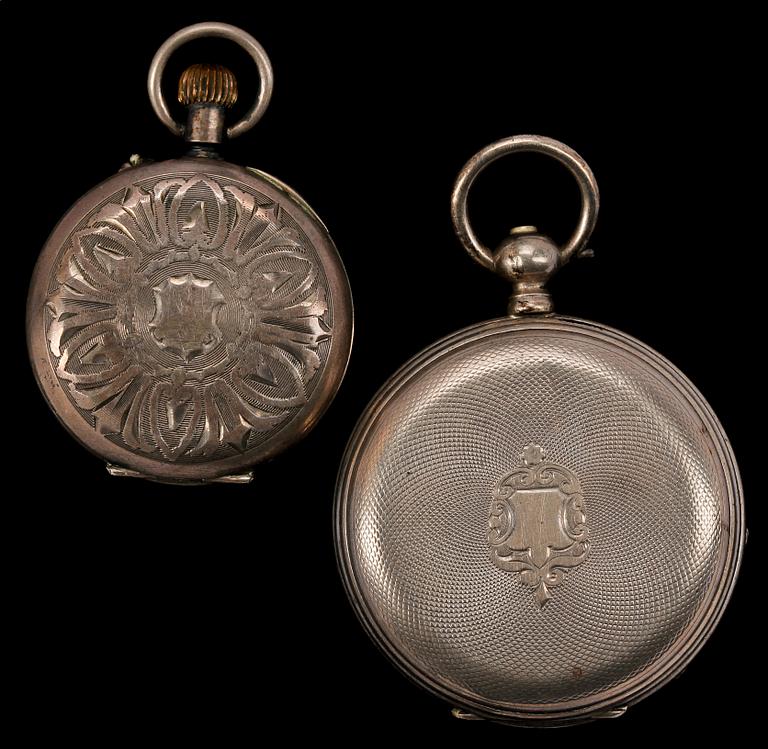 PARTI FICKUR, 4 st, silver, bla DD Neveren, London. Tidigt 1800-tal till tidigt 1900-tal.