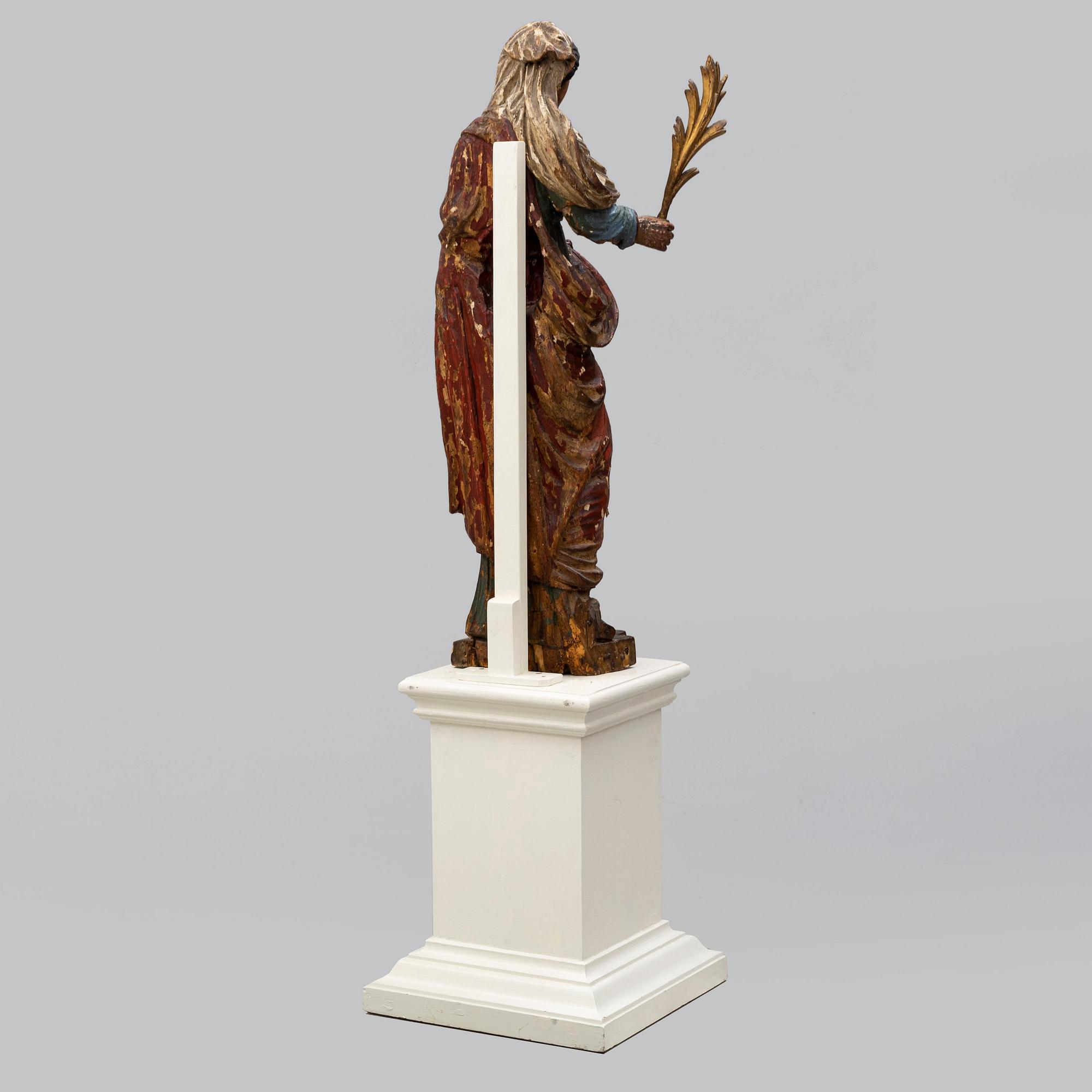 A wooden sculpture, Saint Barbara, second half of the 18th century.