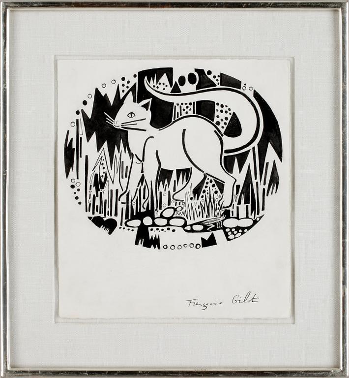 FRANCOISE GILOT, tusch, sign, 1900-talets andra hälft.