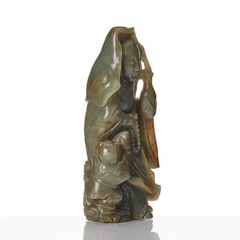 A nephrite sculpture of Guanyin, Qing dynasty, 19th Century.