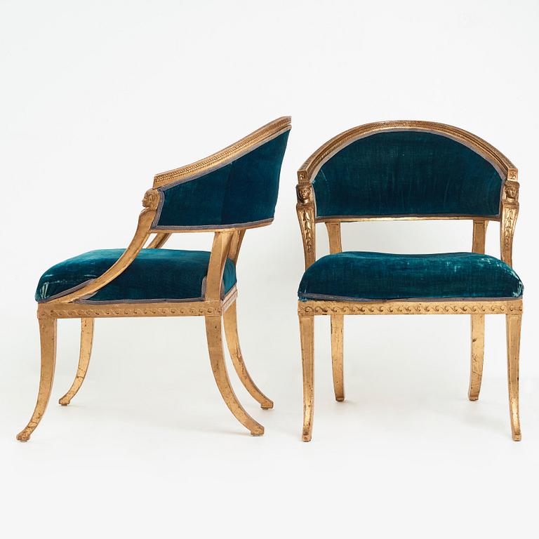 A pair of late Gustavian armchairs by Ephraim Ståhl (master in Stockholm 1794-1820).