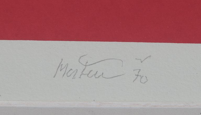 RICHARD MORTENSEN, färglitografi, signerad och daterad 70, numrerad 52/70.