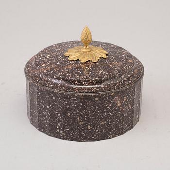 A Swedish Empire 19th century porphyry butter box.