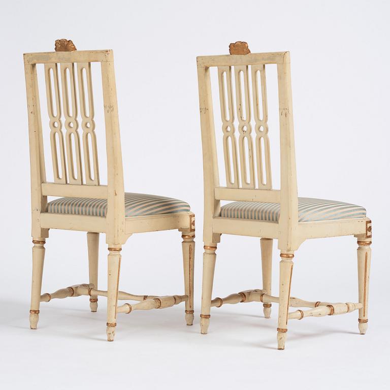 A pair of carved Gustavian chairs by J. Hammarström (master 1794-1812).