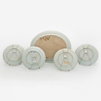 koristelautasia 4 kpl ja tarjoiluvati, Kiina, 1800-luku.