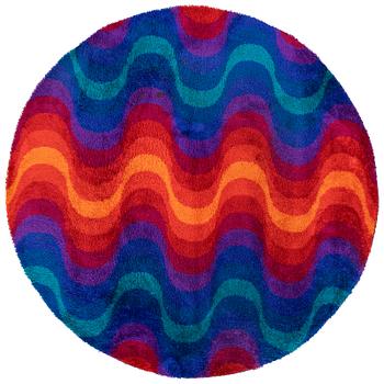 65. Verner Panton, matta, "Wave", maskingjord rya, diameter ca 243 cm, Unika Vaev, Danmark.