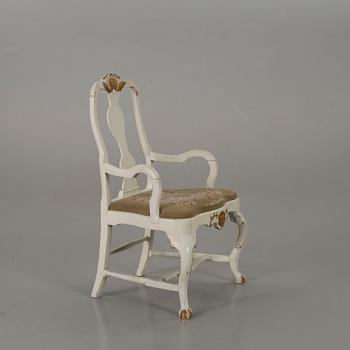 A Swedish rococo armchair mid 1700'.