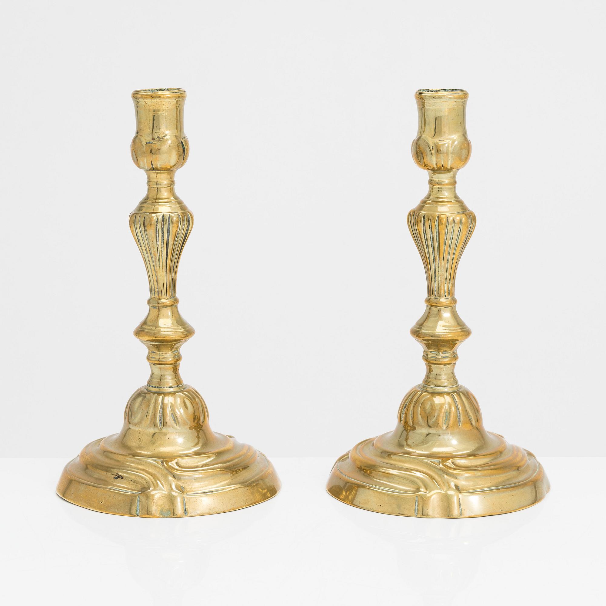 A pair of mid-18th century candlesticks France.