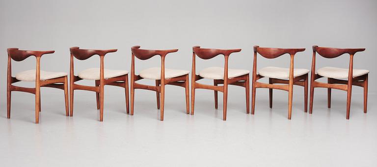 Knud Faerch, stolar, sex stycken "Cowhorn", Slagelse Møbelvaerk, Danmark, 1950-60-tal, modell 251.