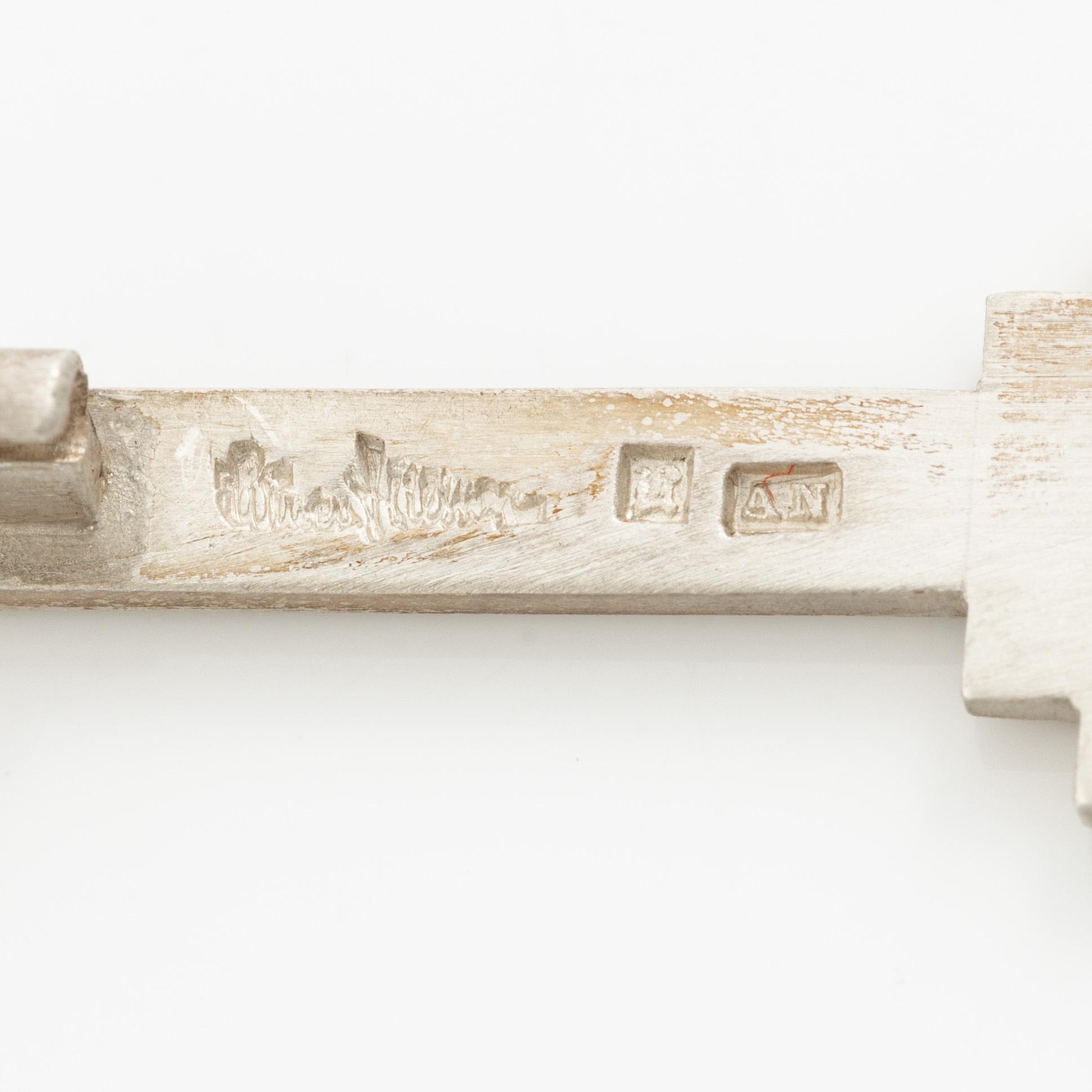 Wiwen Nilsson, a brooch, silver, geometric shape, Lund 1941.