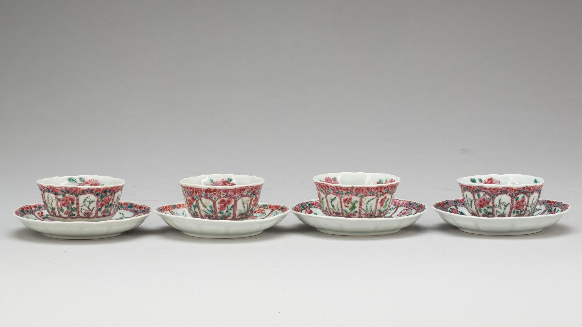 TESERVIS, 8 delar, porslin, Kina, 1800-tal.