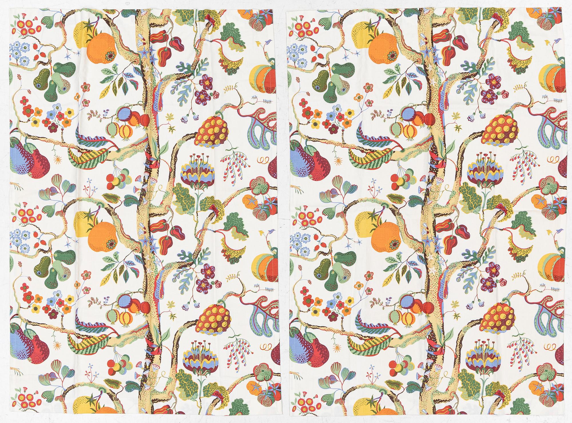 Josef Frank, Curtains, a pair, “Vegetable Tree”, Firma Svenskt Tenn.