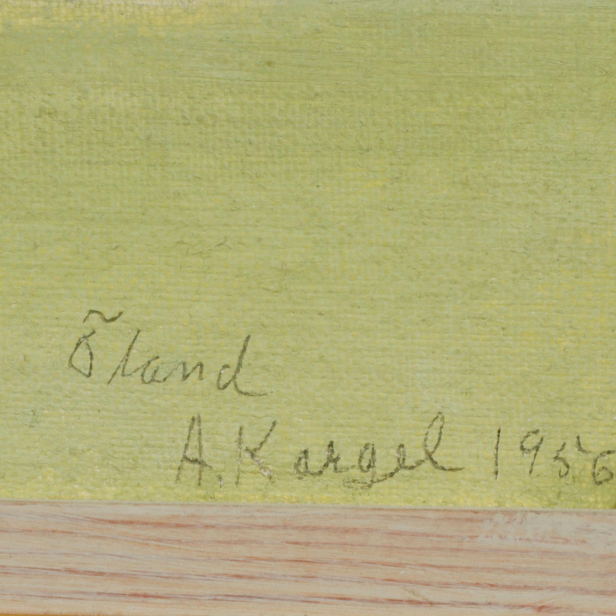 AXEL KARGEL, olja på duk fäst på pannå, signerad och daterad Öland 1956.