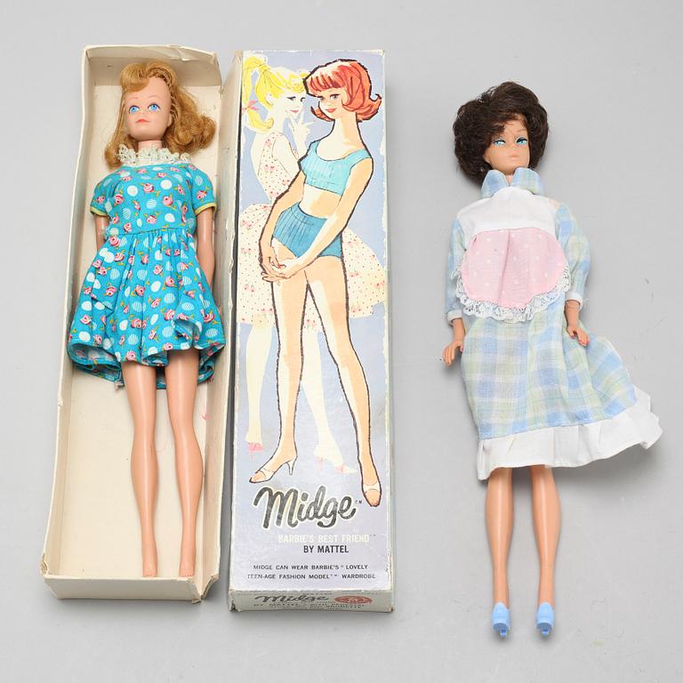 Two Barbie dolls from Mattel, 1968.