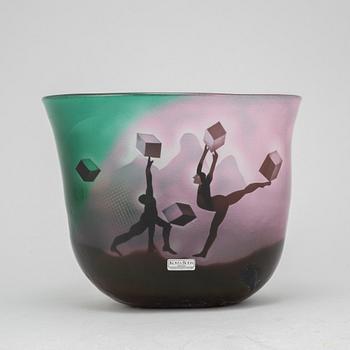 Bertil Vallien, a unique blasted glass bowl, Kosta Boda, Sweden.