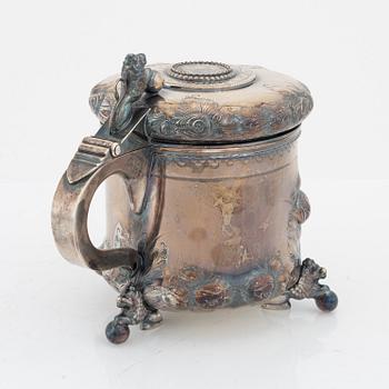 Dryckeskanna, silver, barockstil, Tesi, Göteborg, 1960.