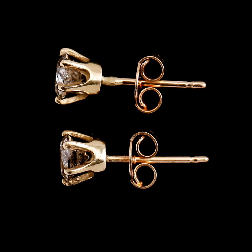 ÖRHÄNGEN, 1 par, 14 k guld, briljantslipade diamanter tot 0.92 ct.