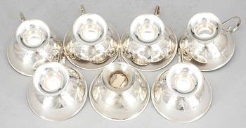PUNSCHKOPPAR, 7 st, silver, flertalet märkta K&EC, dat 1947. Tot vikt 245 gram.