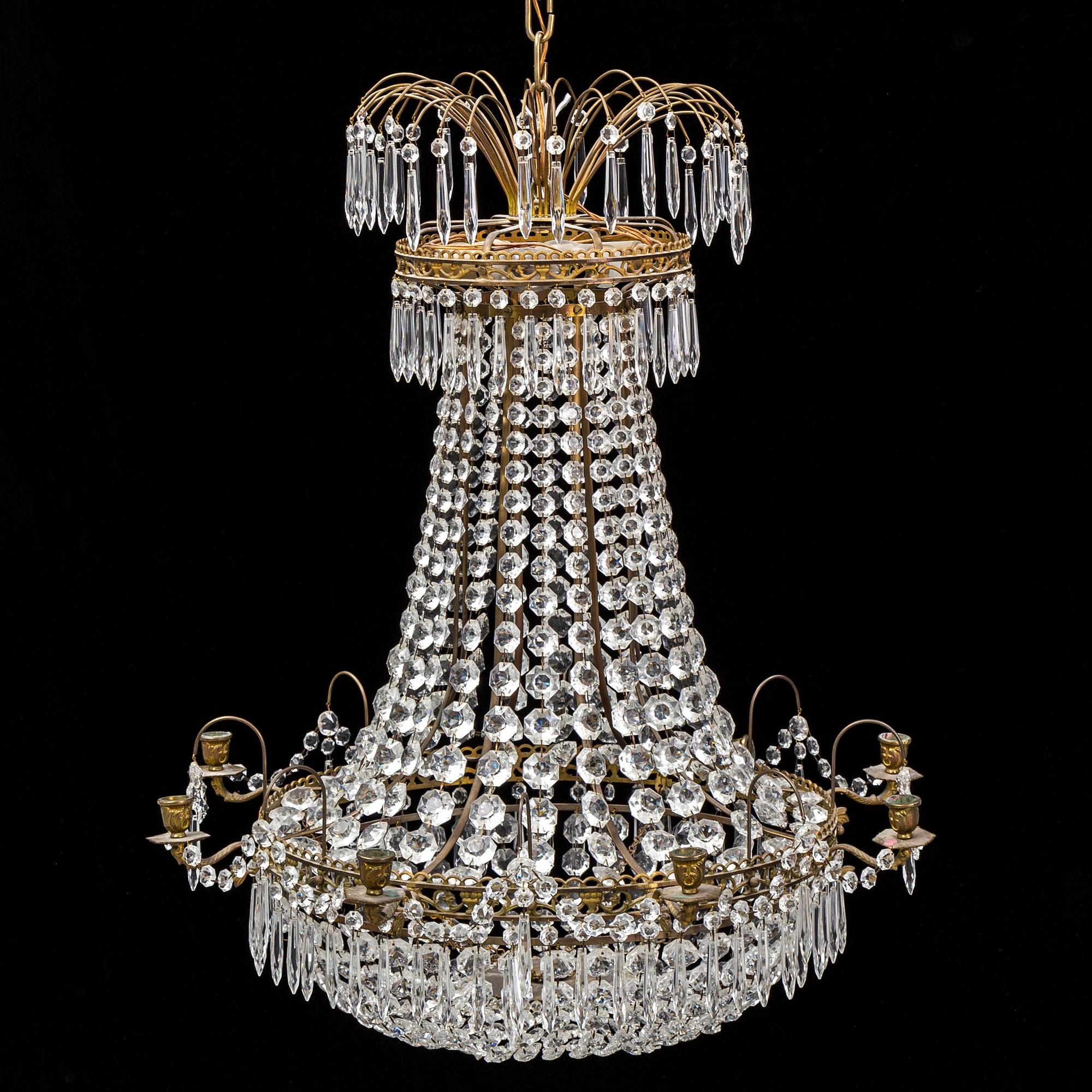 A gustavian style chandeier from the second half of the 20th century.